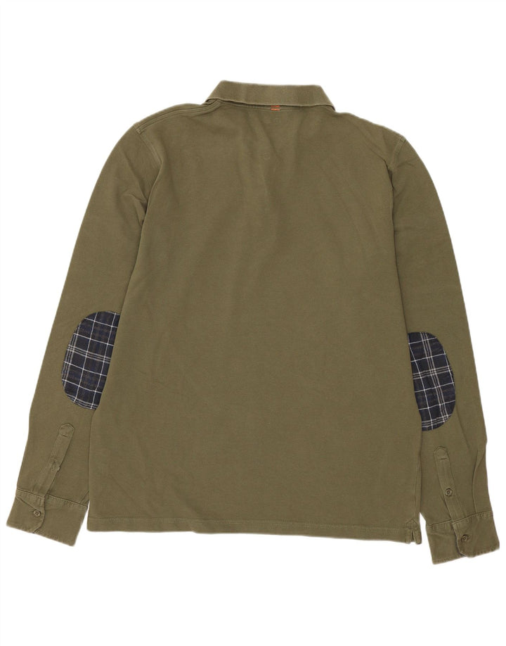 Polo a maniche lunghe da uomo Sun68 grande in cotone kaki