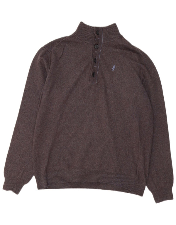 MARLBORO CLASSICS Maglione da donna con collo a bottoni UK 18 XL Rayon grigio