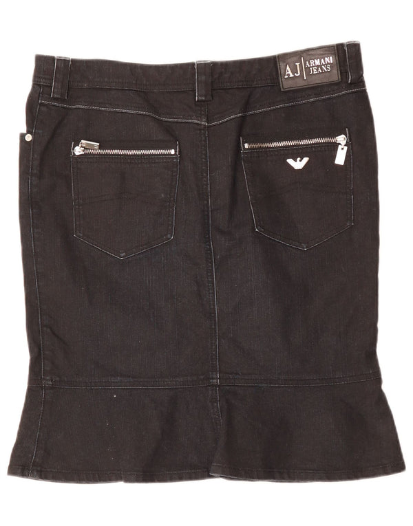 Gonna di jeans a vita alta da donna ARMANI EU 46 XL W34 cotone nero