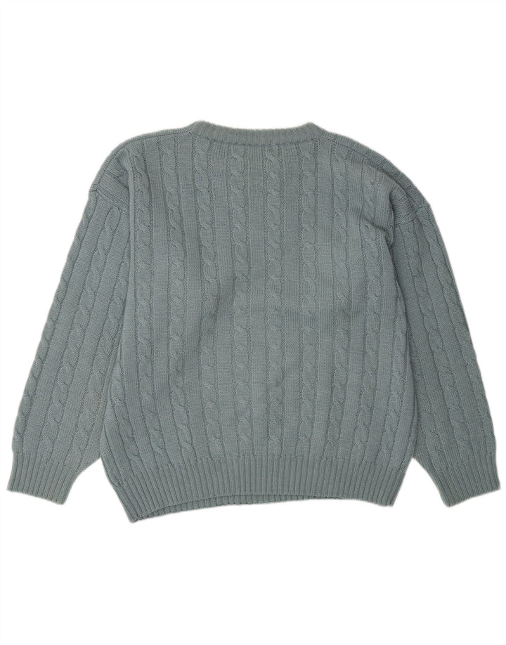 Maglione maglione girocollo da uomo vestibilità ampia FILA IT 50 lana blu medio