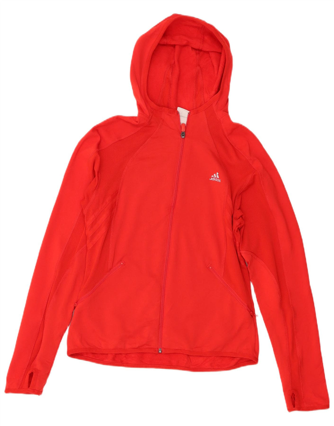 Maglione con cappuccio e zip da donna Adidas UK 14 Large Rosso Poliestere