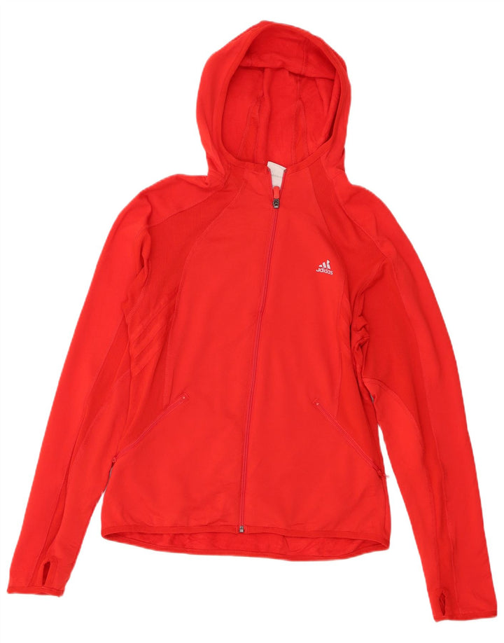 Maglione con cappuccio e zip da donna Adidas UK 14 Large Rosso Poliestere