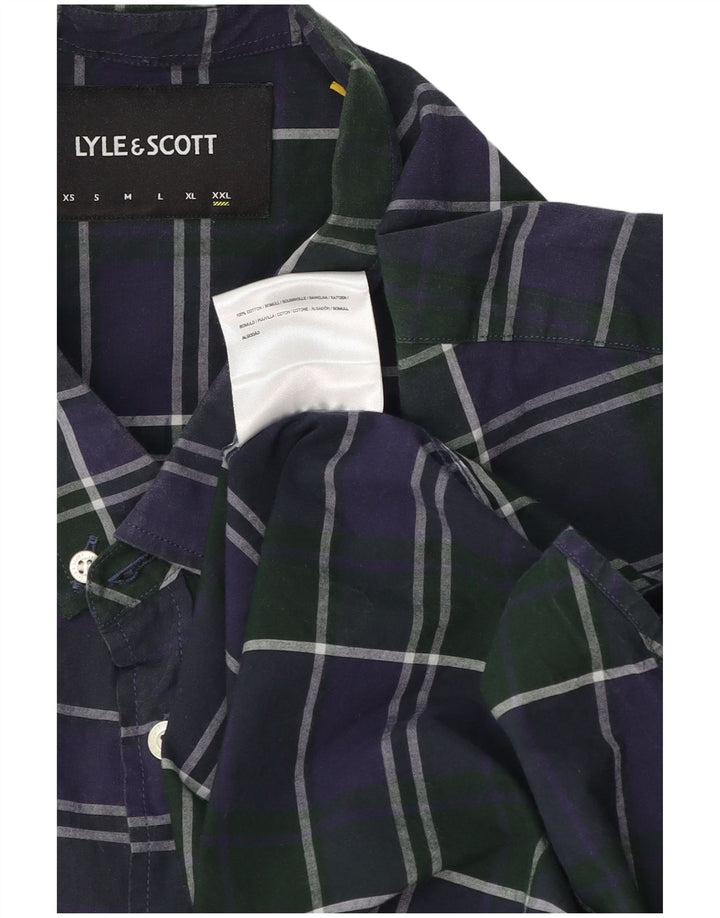 Camicia da uomo Lyle & Scott 2XL cotone a quadri blu navy
