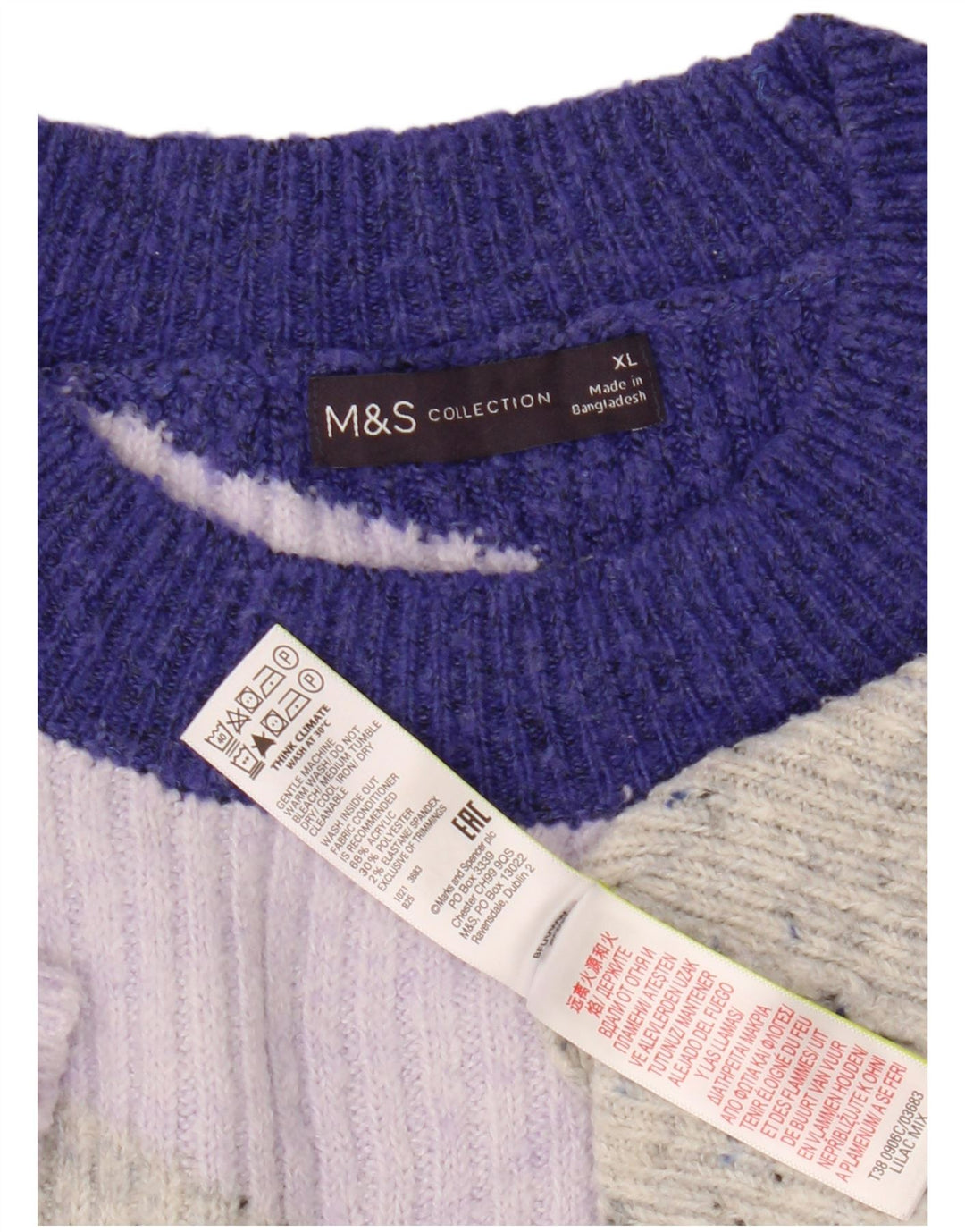 Maglione maglione girocollo da donna Marks & Spencer UK 18 XL multicolore