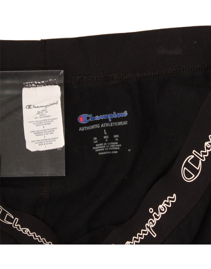 CHAMPION Womens Graphic Leggings UK 16 Large  Black Cotton Vintage Champion and Second-Hand Champion from Messina Hembry 
