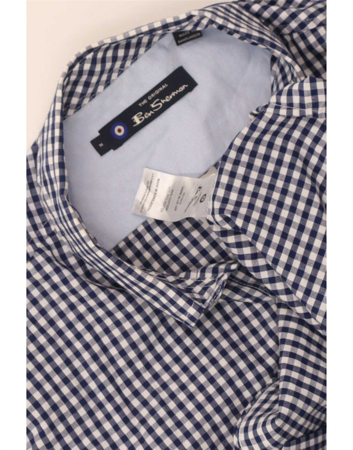 Camicia a maniche corte da uomo Ben Sherman in cotone a quadretti blu navy medio