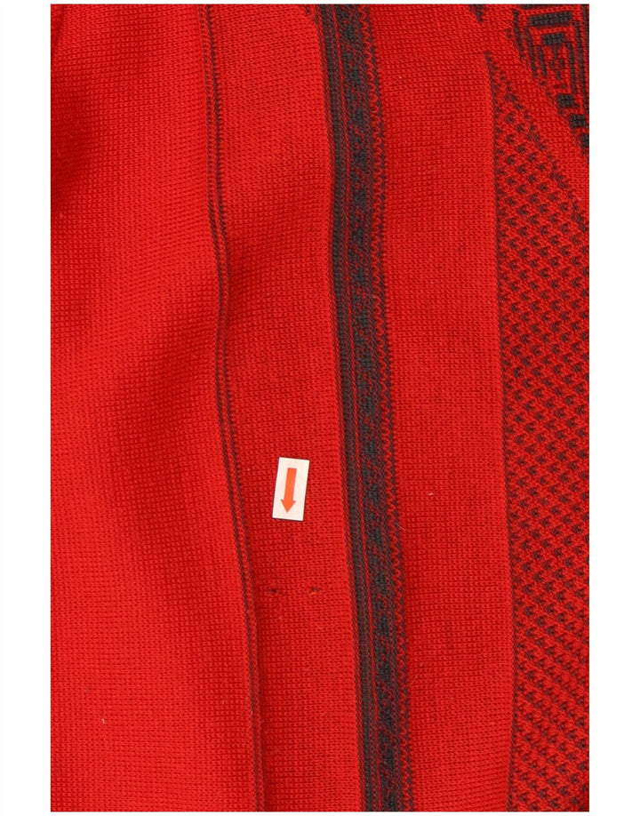 Maglione Gabicci da uomo con scollo a V in lana geometrica rosso medio