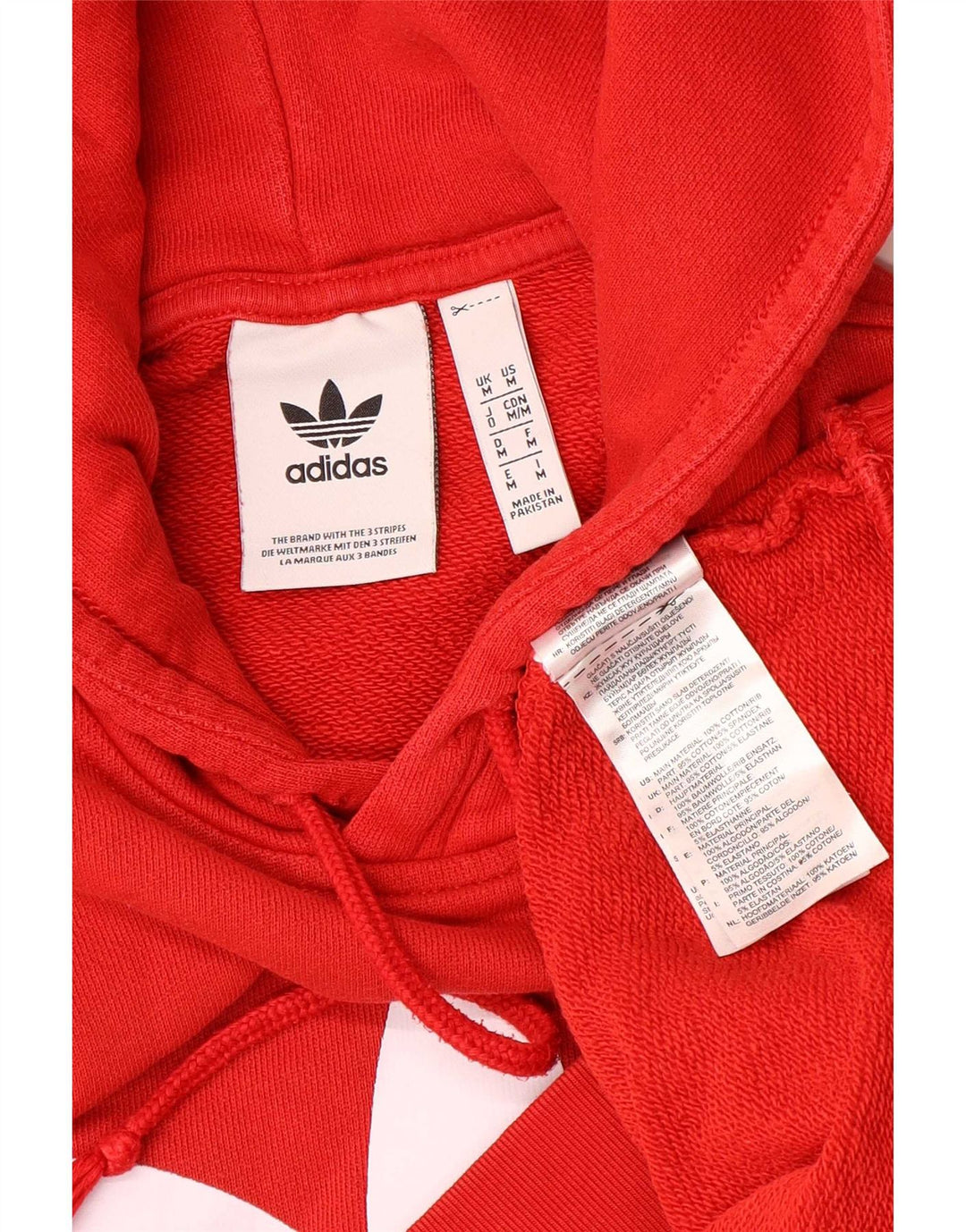Maglione con cappuccio grafico da uomo Adidas in cotone rosso medio