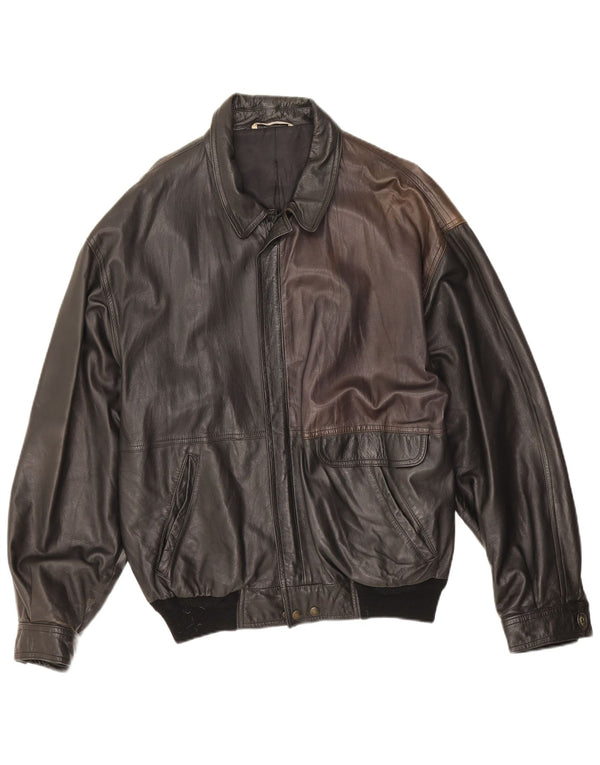 Giacca in pelle vintage da uomo UK 40 grande nera