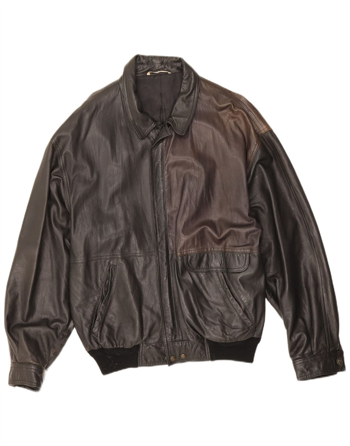 Giacca in pelle vintage da uomo UK 40 grande nera