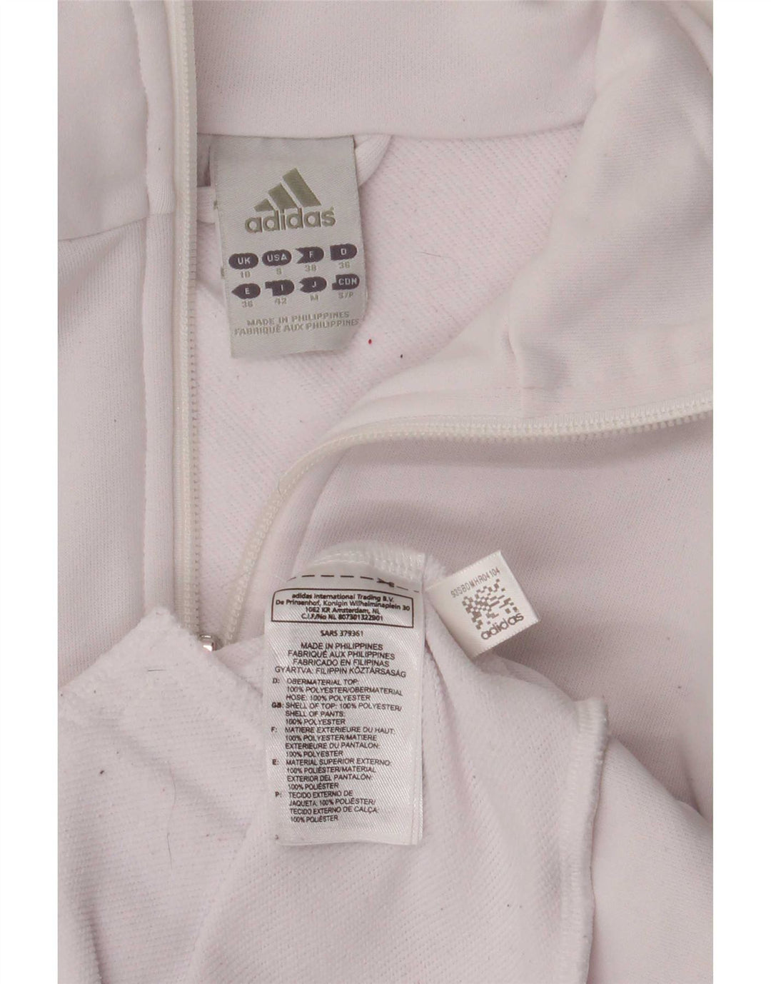 Giacca da tuta da donna Adidas UK 10 Small Poliestere bianco