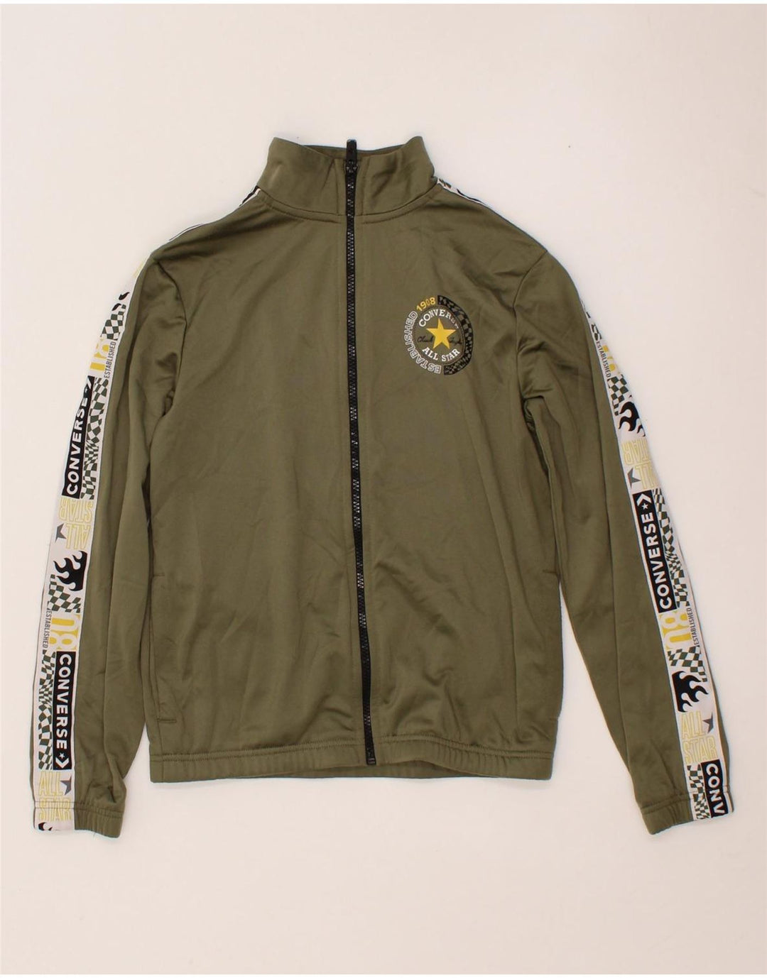 CONVERSE Boys Chuck Taylor Tracksuit Top Jacket 10-11 Years Medium Khaki Vintage Converse and Second-Hand Converse from Messina Hembry 