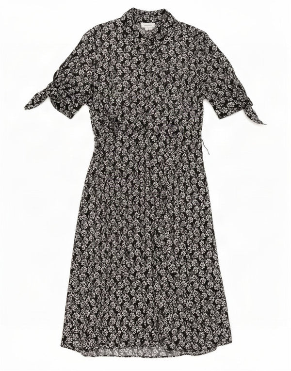 Abito lungo da donna Calvin Klein US 12 grande nero floreale