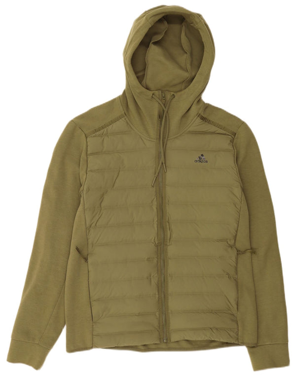 Maglione con cappuccio e zip da uomo Adidas grande sportivo in poliestere verde