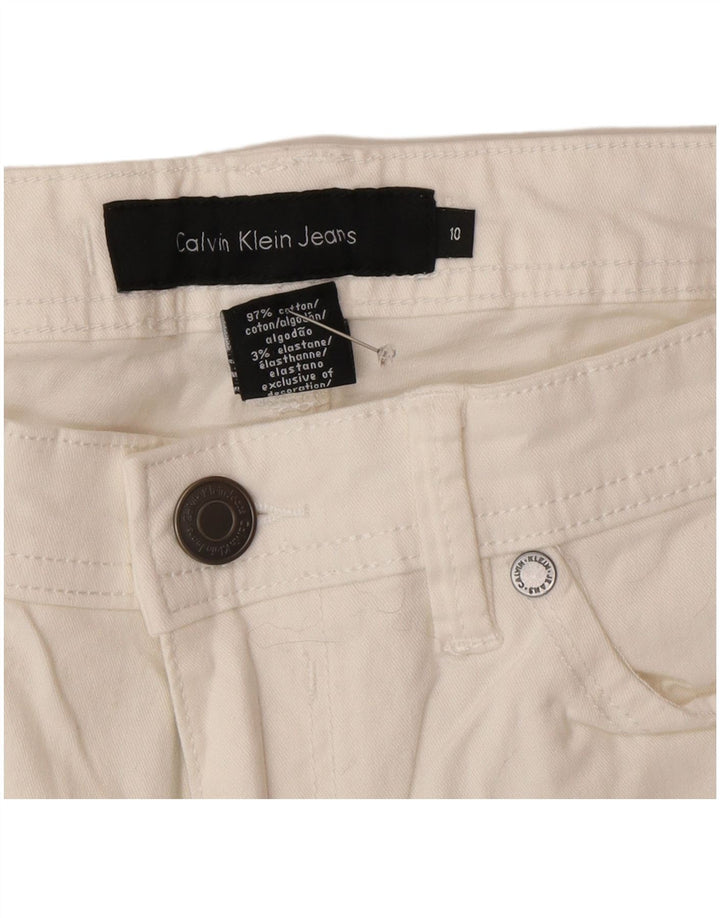 Jeans dritti da donna Calvin Klein US 10 medio W30 L26 cotone bianco