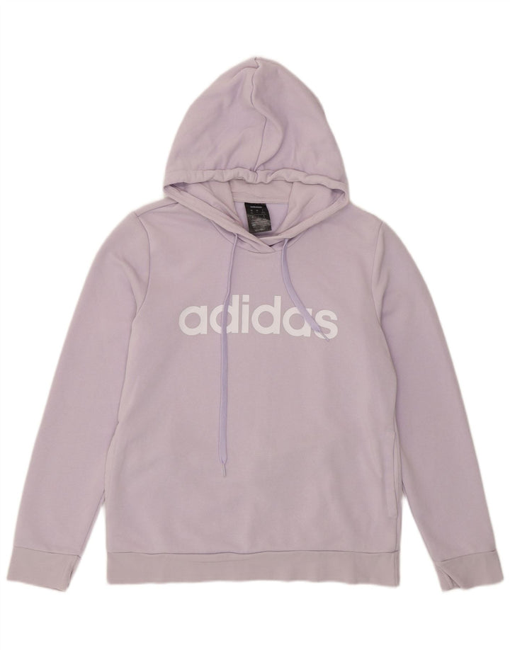 Maglione con cappuccio grafico da donna ADIDAS UK 12/14 Cotone viola medio