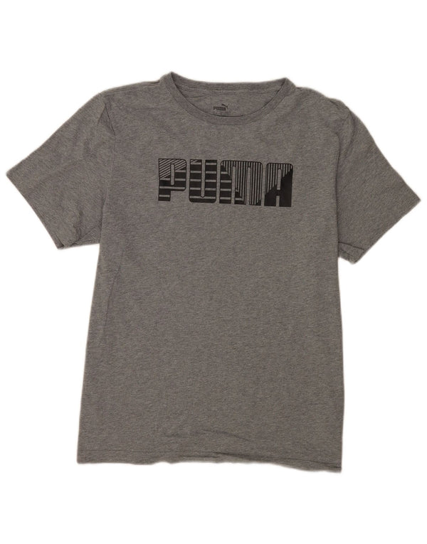 T-shirt grafica da uomo Puma grande in cotone grigio