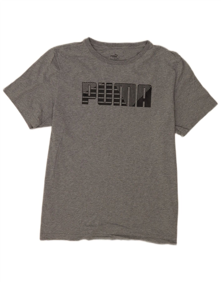 T-shirt grafica da uomo Puma grande in cotone grigio