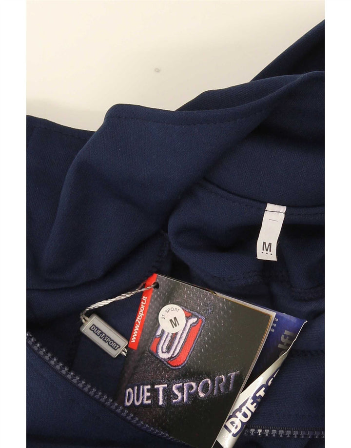 Felpa vintage da uomo con collo con zip, maglione medio blu navy