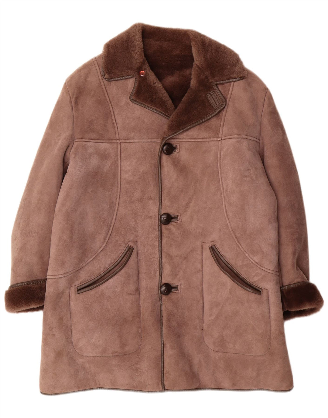 Soprabito in shearling da uomo Nurseys UK 36 Piccola pelle di pecora marrone