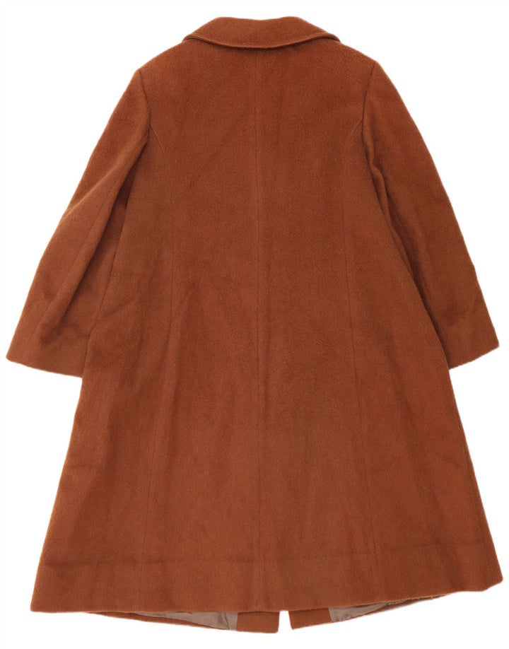 Cappotto vintage da donna UK 14 in lana vergine marrone medio