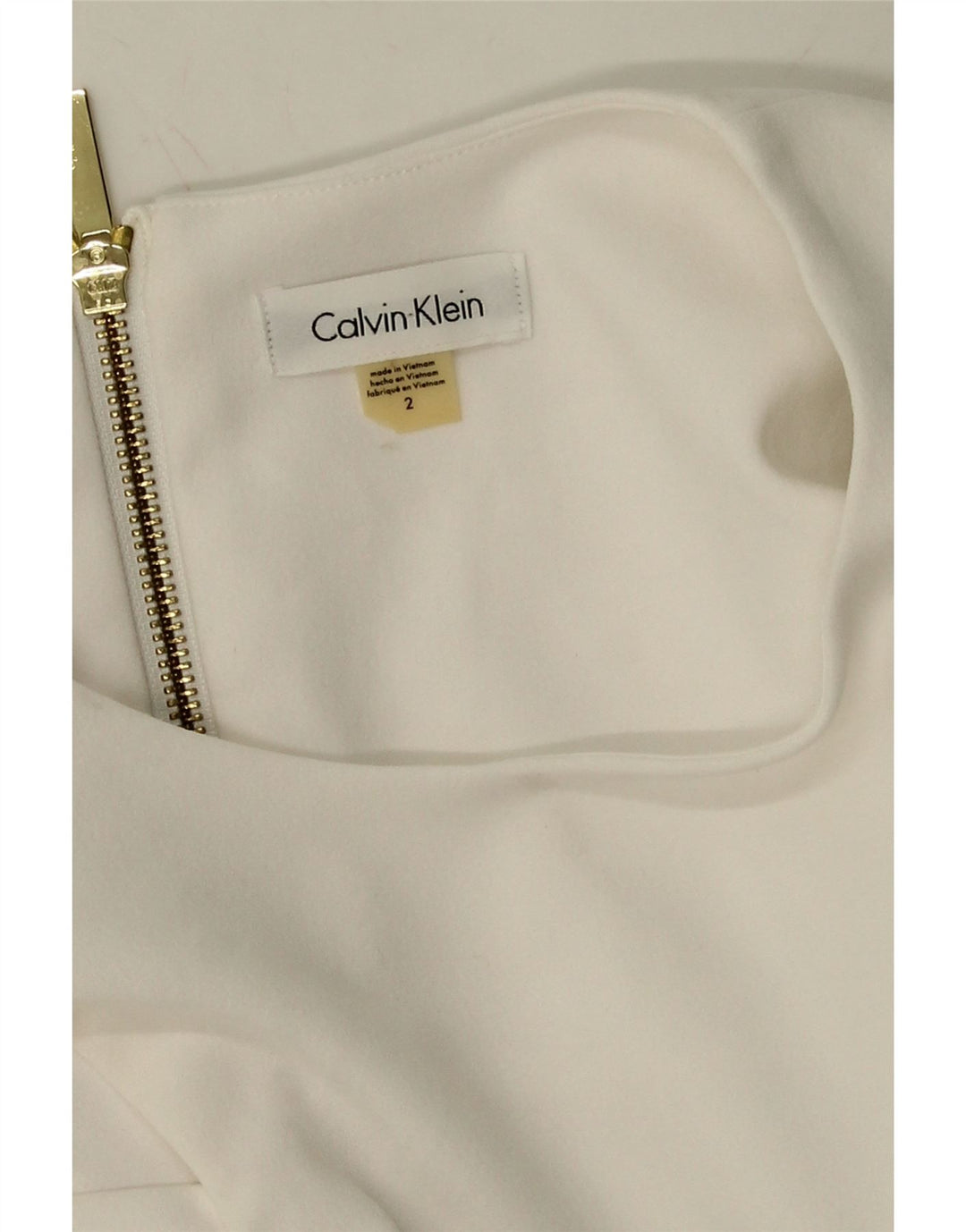 CALVIN KLEIN Womens Off Shoulder Bodycon Dress US 2 XS White Polyester Vintage Calvin Klein and Second-Hand Calvin Klein from Messina Hembry 