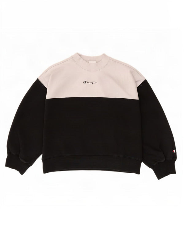 Felpa da donna Champion UK 16 Large in cotone color block nero