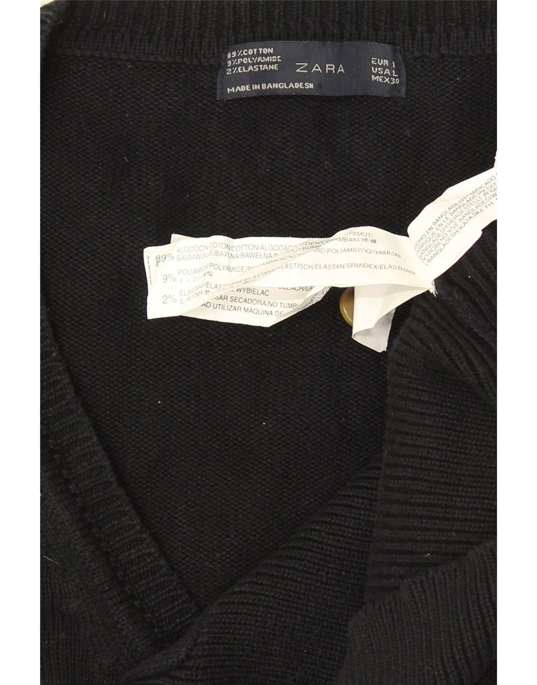 Maglione cardigan da donna Zara UK 16 grande cotone nero