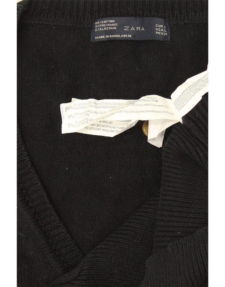 Maglione cardigan da donna Zara UK 16 grande cotone nero