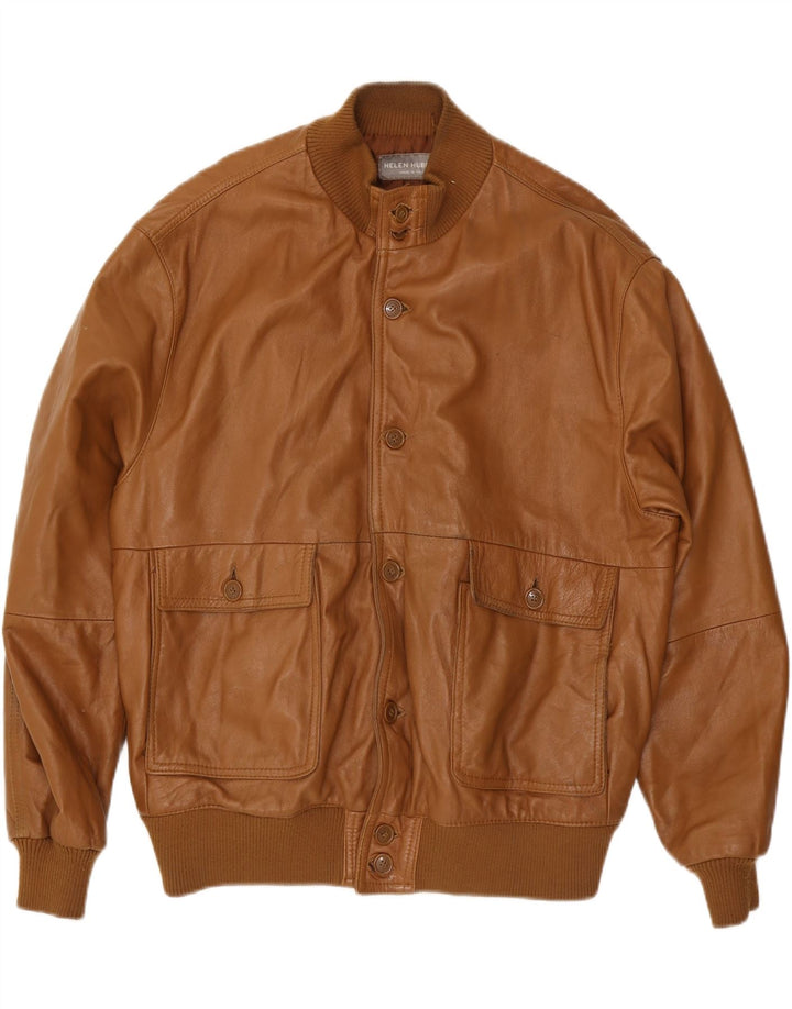 Giacca in pelle da uomo Helen Hubert UK 44 2XL Pelle marrone
