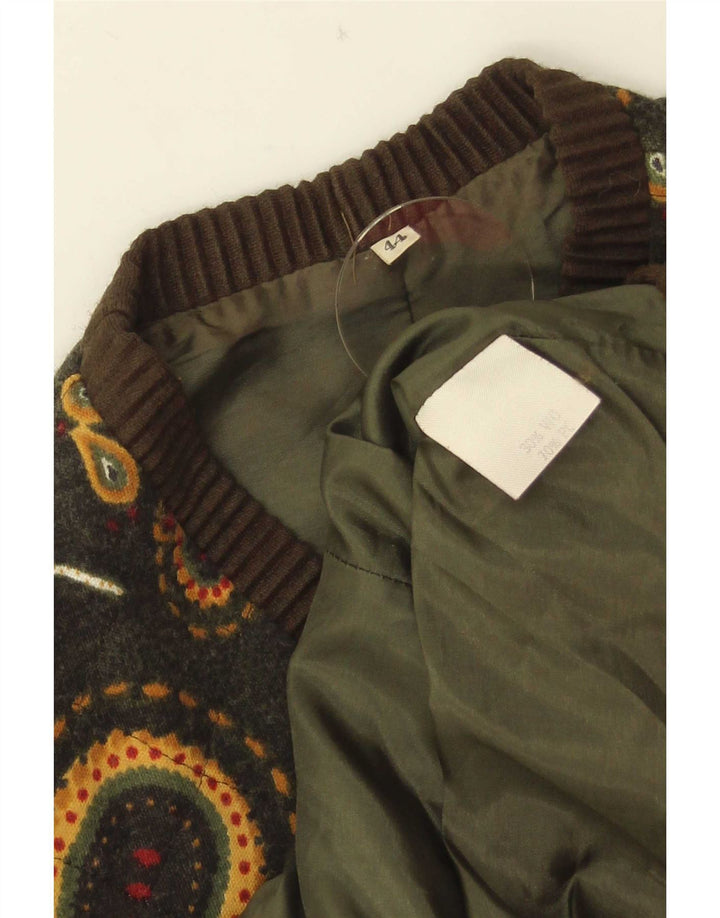 Gilet corto da donna vintage IT 44 Lana Paisley verde medio