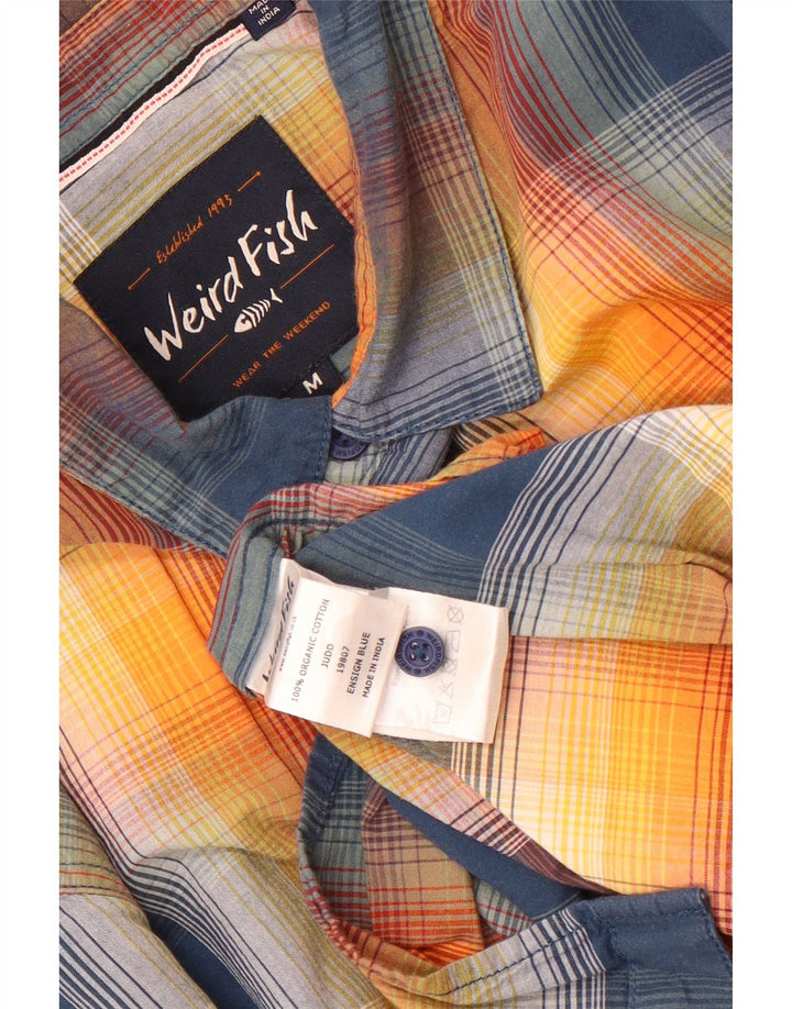 Camicia a maniche corte da uomo Weird Fish in cotone a quadri blu medio