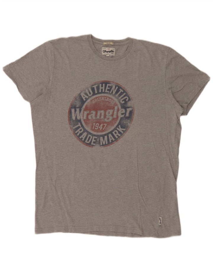 WRANGLER Mens Regular Graphic T-Shirt Top Large Grey