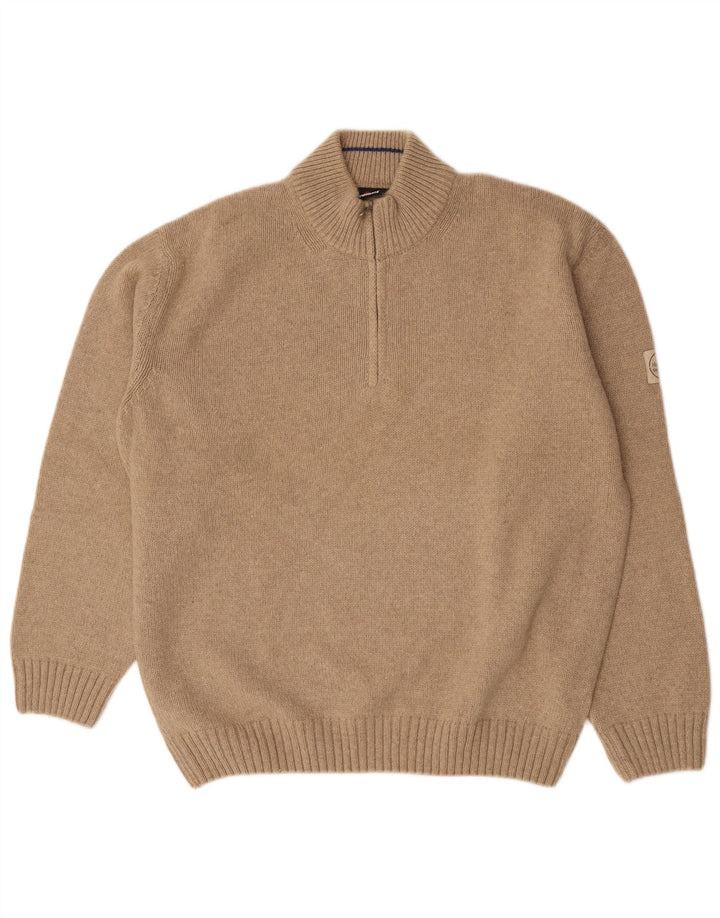 Maglione da uomo con collo con zip Murphy & Nye 2XL Lana beige