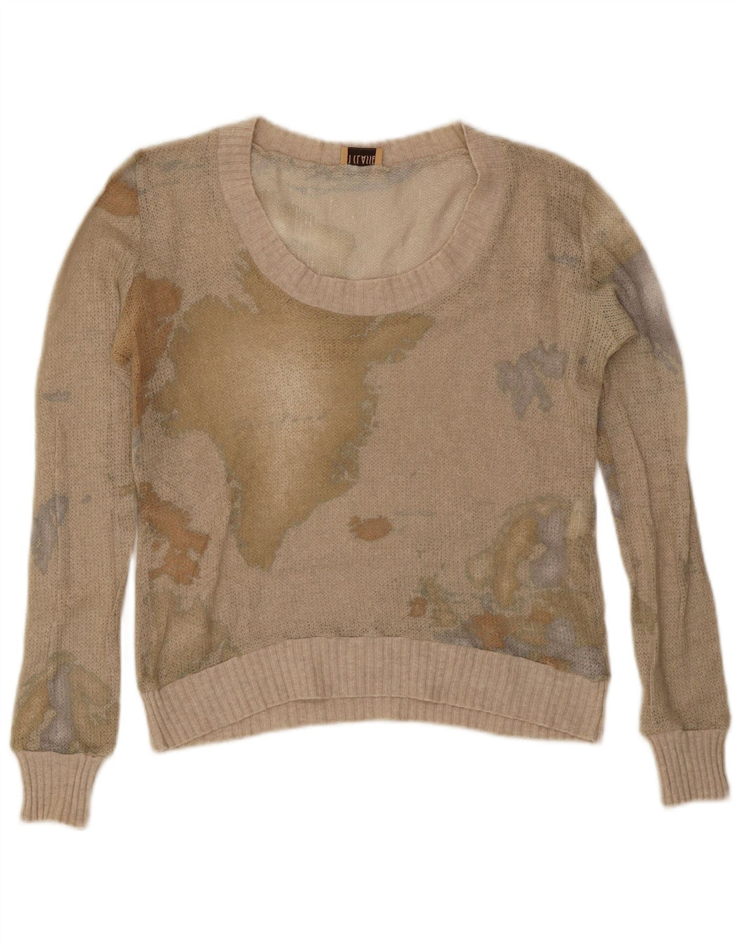ALVIERO MARTINI Maglione da donna con scollo a barca UK 14 Beige medio