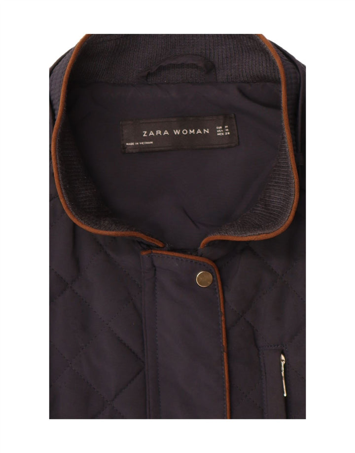 Giacca trapuntata da donna Zara UK 14 color block blu navy medio
