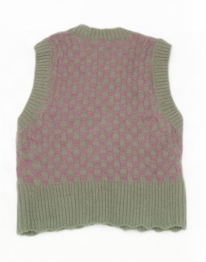 Canotta corta da donna Zara UK 10 piccolo quadretto verde
