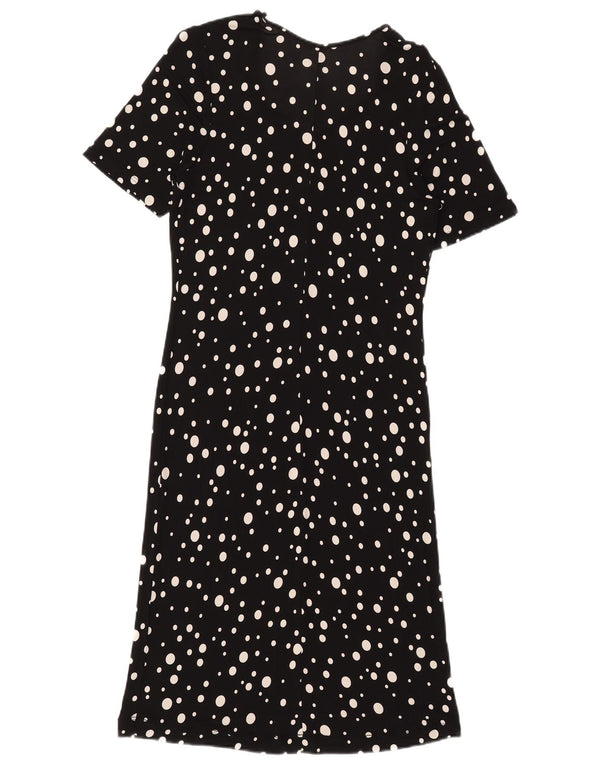 Abito lungo da donna vintage trasparente UK 16 grande pois nero