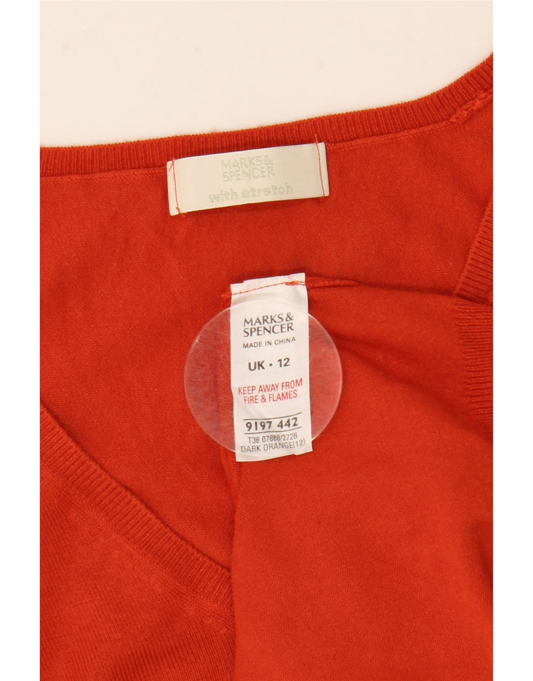 Maglione da donna Marks & Spencer con maniche a 3/4 e scollo a V UK 12 Arancione medio