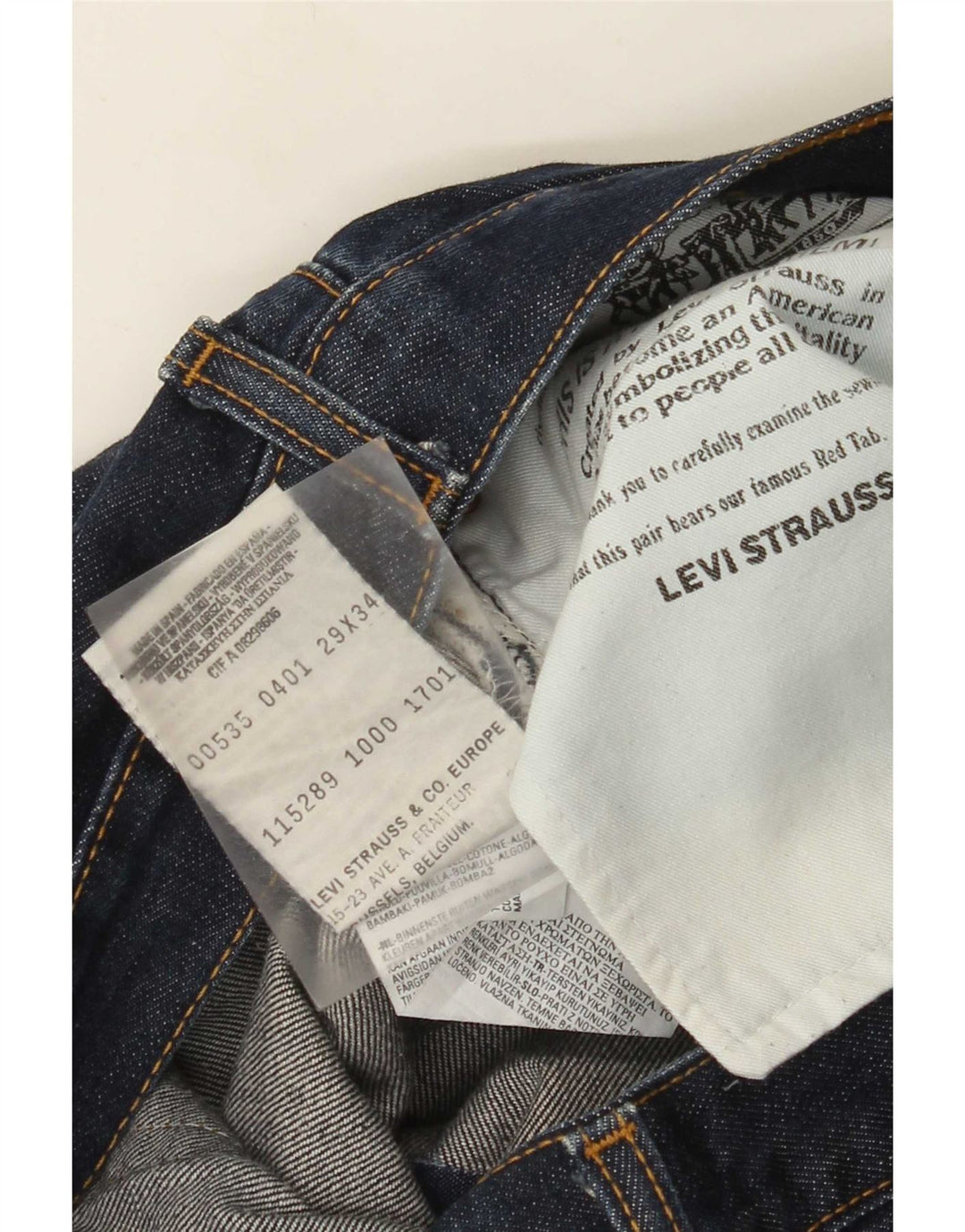Jeans dritti effetto invecchiato da donna Levi's W29 L34 cotone blu navy