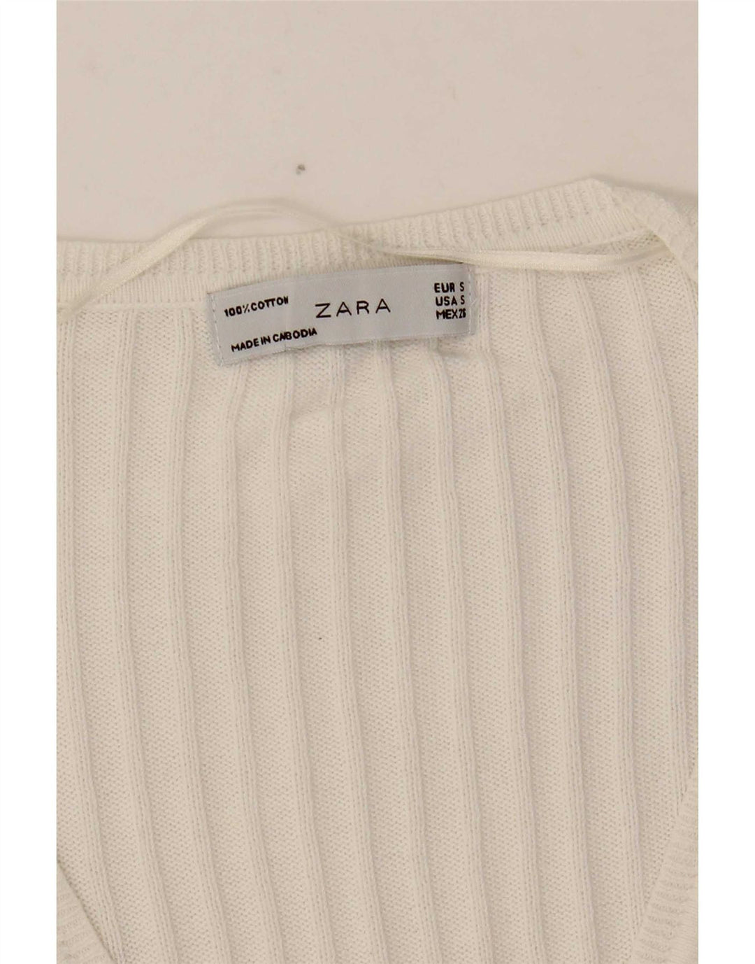 Maglione cardigan da donna Zara UK 10 piccolo cotone bianco