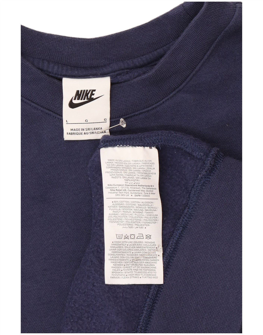 Felpa da uomo Nike Maglione grande in cotone blu navy