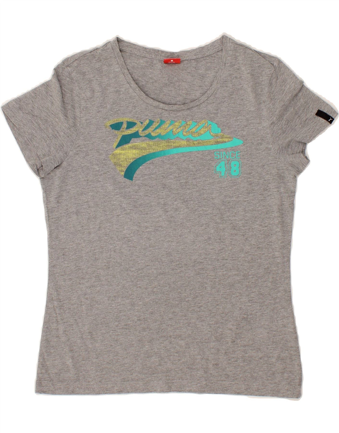 PUMA Womens Graphic T-Shirt Top UK 14 Large Grey Vintage Puma and Second-Hand Puma from Messina Hembry 