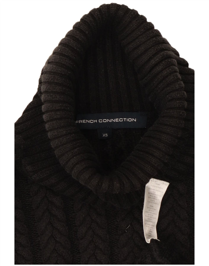 FRENCH CONNECTION Maglione maglione oversize da donna con collo alto UK 6 XS Nero