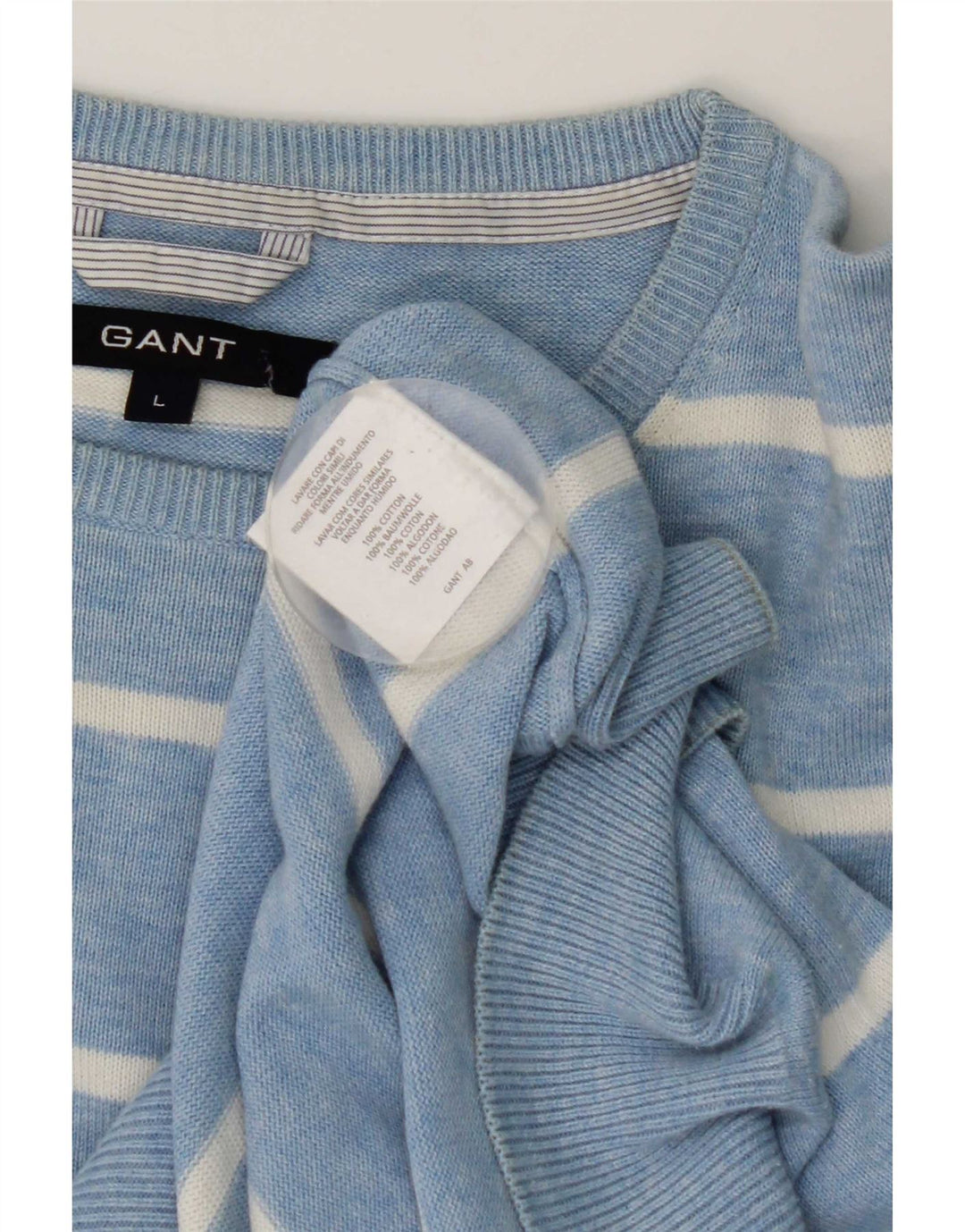 Gant Maglione girocollo da uomo in cotone a righe grandi blu