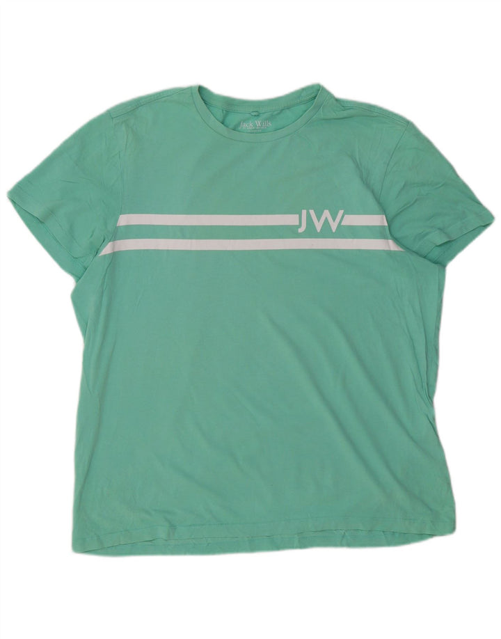 JACK WILLS T-shirt grafica da uomo dalla vestibilità classica, grande, in cotone verde