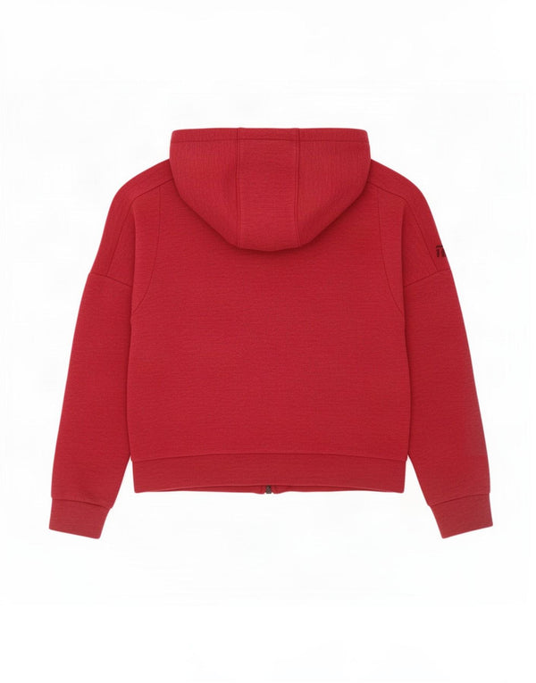 Maglione con cappuccio e zip oversize corto da donna Adidas UK 8/10 Piccolo cotone rosso