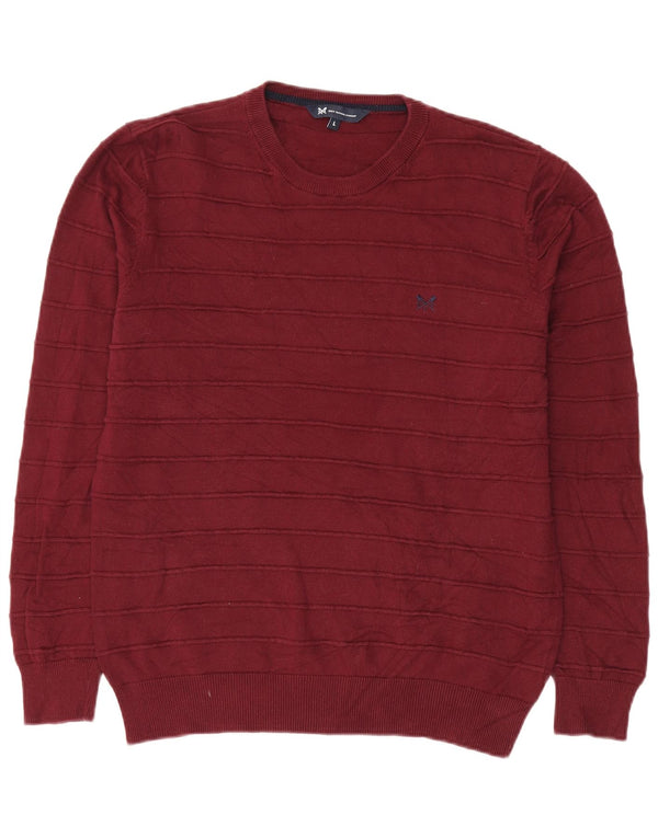 CREW CLOTHING Maglione da uomo girocollo grande in cotone bordeaux