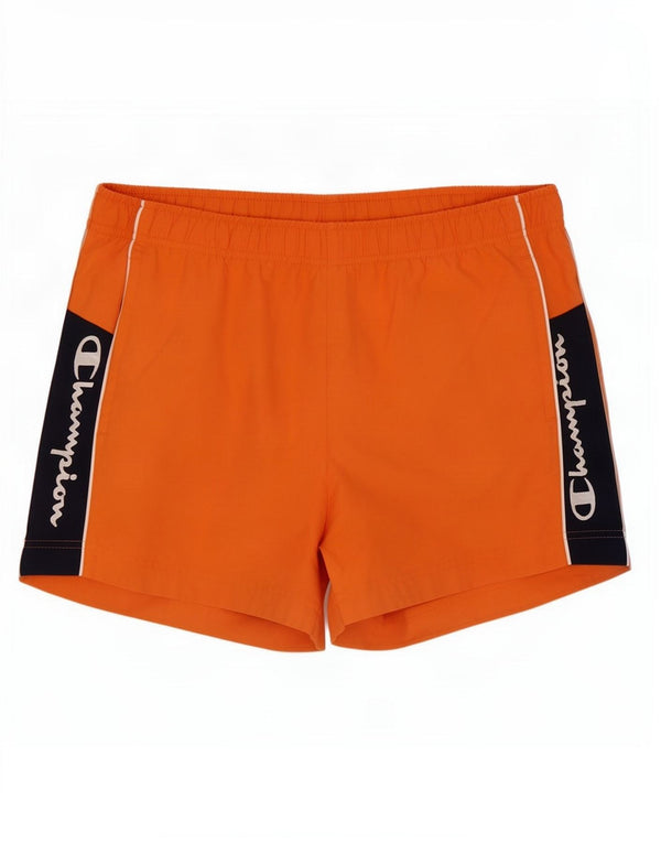 Pantaloncini da bagno grafici da uomo Champion Small Orange Colourblock