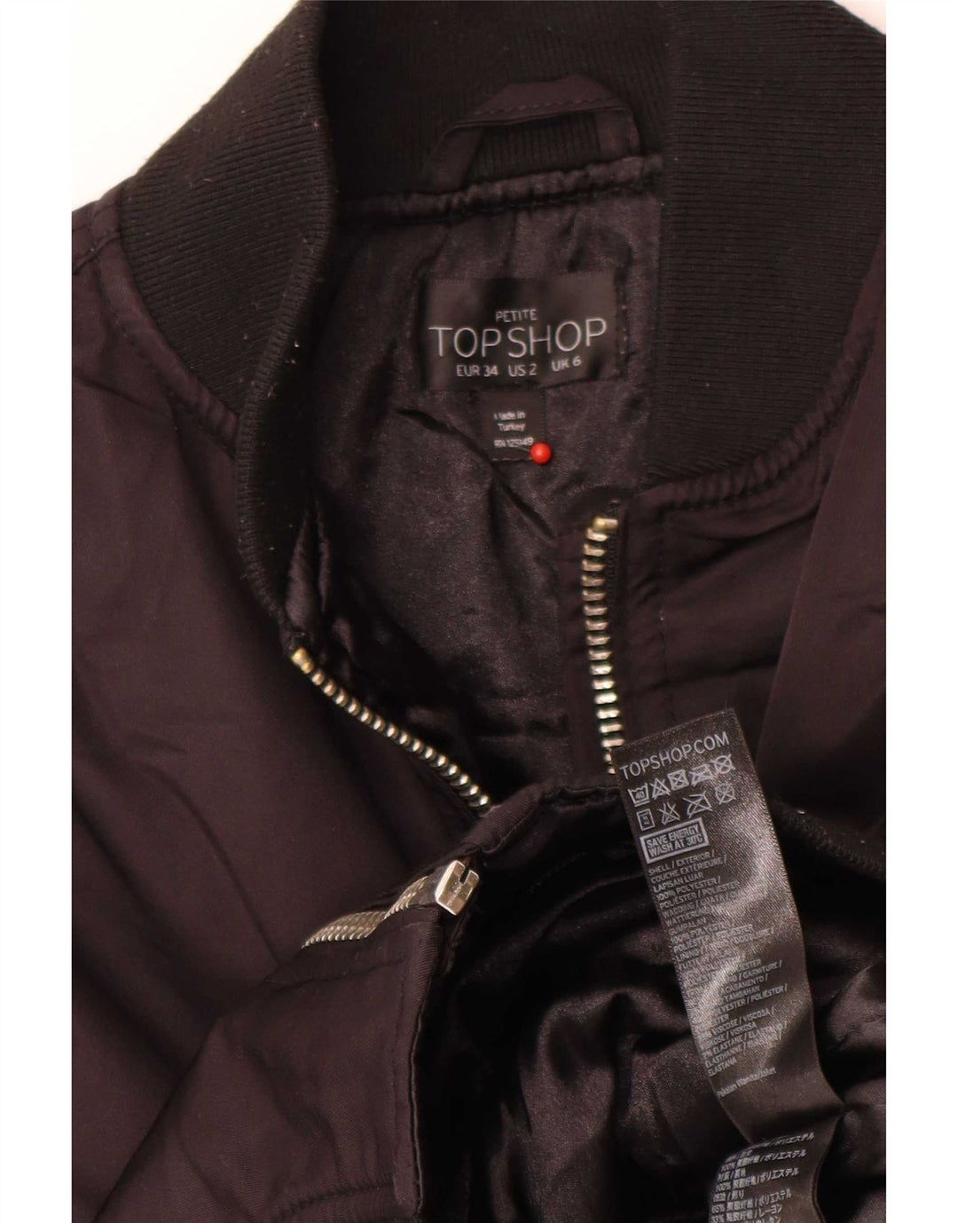 Topshop Bomber oversize da donna UK 6 XS poliestere nero